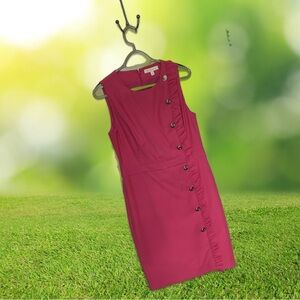 Etcetera Hot Pink Sleeveless Ruffle-Button Sheath Dress
